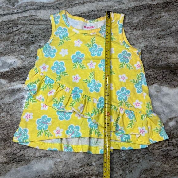 Nannette Kids Floral Sleeveless Tank Top, Asymmetrical Ruffles, Girls 6 - Picture 2 of 5